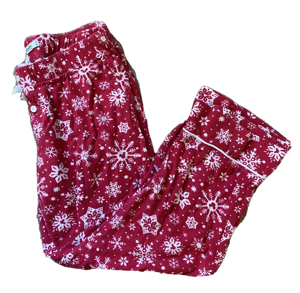 Disney Parks Mickey Mouse Snowflake Flannel Capri Pajama Bottoms Red Size Small
